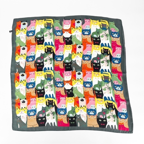 Colorful Cat Wrap Multicolor Square Scarf - Picture 1 of 5